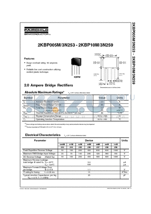 2KBP005M datasheet - 2.0 Ampere Bridge Rectifiers