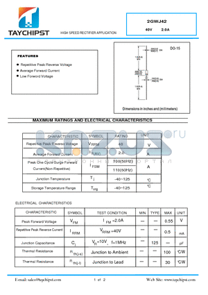 2GWJ42 datasheet - HIGH SPEED RECTIFIER APPLICATION