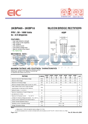 2KBP04 datasheet - SILICON BRIDGE RECTIFIERS