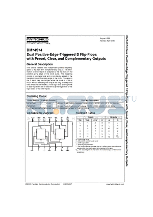 DM74S74M datasheet - Dual Positive-Edge-Triggered D Flip-Flops with Preset, Clear, and Complementary Outputs