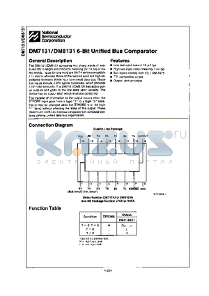 DM8131 datasheet - 6-Bit Unified Bus Comparator
