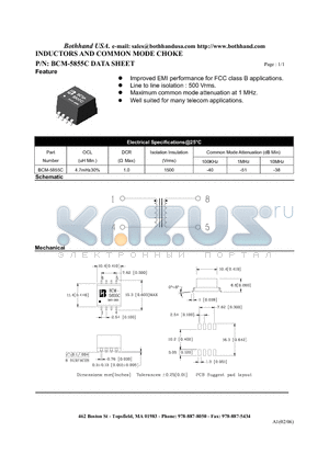 BCM-5855C datasheet - INDUCTORS AND COMMON MODE CHOKE