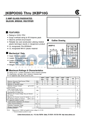 2KBPO1G datasheet - 2 AMP GLASS PASSIVATED SILICON BRIDGE RECTIFIER