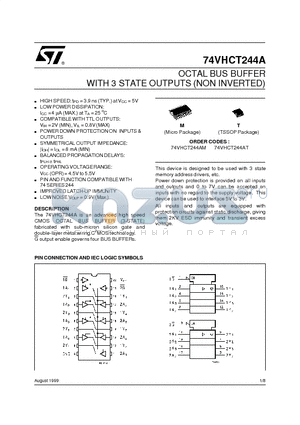 74VHCT244AM datasheet - OCTAL BUS BUFFER WITH 3 STATE OUTPUTS NON INVERTED
