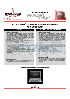 BCM1000-BTW datasheet - BLUETOOTH COMMUNICATIONS SOFTWARE FOR WINDOWS