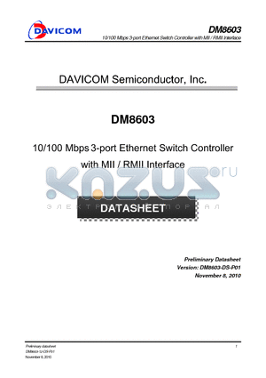DM8603EP datasheet - 10/100 Mbps 3-port Ethernet Switch Controller with MII / RMII Interface