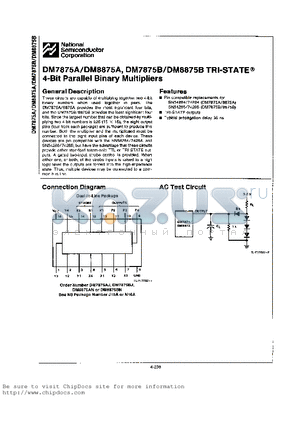 DM8875AN datasheet - DM7875A/DM8875A, DM7875B/DM8875B TRI-STATE 4-Bit Parallel Binary Multipliers