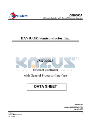 DM9000AE datasheet - Ethernet Controller with General Processor Interface