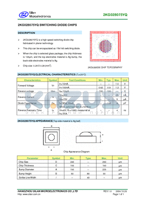 2KG028075YQ datasheet - SWITCHING DIODE CHIPS