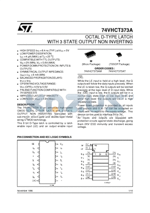 74VHCT373A datasheet - OCTAL D-TYPE LATCH WITH 3 STATE OUTPUT NON INVERTING