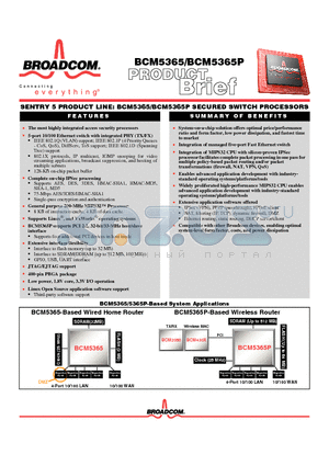 BCM2050 datasheet - SENTRY 5 PRODUCT LINE: SECURED SWITCH PROCESSORS