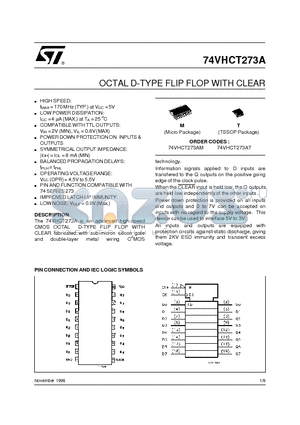 74VHCT273AT datasheet - OCTAL D-TYPE FLIP FLOP WITH CLEAR
