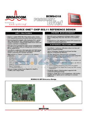 BCM2060 datasheet - AIRFORCE ONE CHIP 802.11 REFERENCE DESIGN