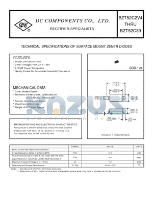 BZT52C2V4 datasheet - TECHNICAL SPECIFICATIONS OF SURFACE MOUNT ZENER DIODES