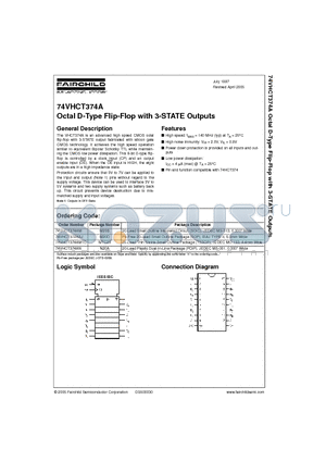 74VHCT374AN datasheet - Octal D-Type Flip-Flop with 3-STATE Outputs