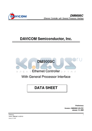 DM9008C datasheet - Ethernet Controller With General Processor Interface