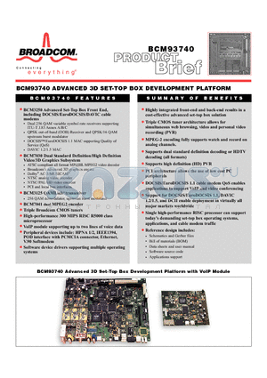 BCM3250 datasheet - ADVANCED 3D SET-TOP BOX DEVELOPMENT PLATFORM