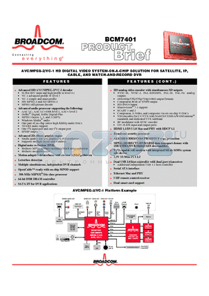 BCM3255 datasheet - AVC/MPEG-2/VC-1 HD DIGITAL VIDEO SYSTEM-ON-A-CHIP SOLUTION FOR SATELLITE, IP, CABLE, AND WATCH-AND-RECORD DVR