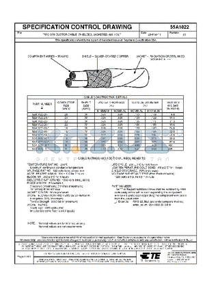 55A1822-10 datasheet - TWO CONDUCTOR CABLE, SHIELDED, JACKETED, 600 VOLT