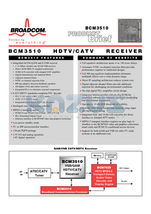 BCM3510 datasheet - HDTV/CATV RECEIVER