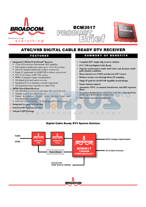 BCM3517 datasheet - ATSC/VSB DIGITAL CABLE READY DTV RECEIVER