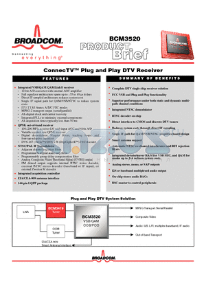 BCM3520 datasheet - CONNEC TV PLUG AND PLAY DTV RECEIVER