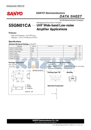 55GN01CA datasheet - UHF Wide-band Low-noise Amplifier Applications