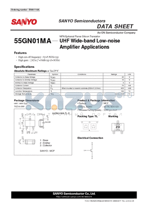 55GN01MA_12 datasheet - UHF Wide-band Low-noise Amplifier Applications