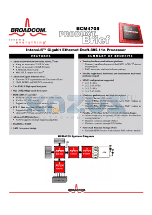 BCM4705 datasheet - Intensi-fi  Gigabit Ethernet Draft-802.11n Processor