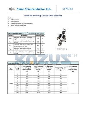 55NS datasheet - Standard Recovery Diodes (Stud Version)