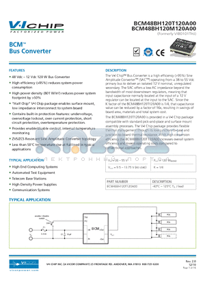 BCM48BH120M120A00 datasheet - Bus Converter