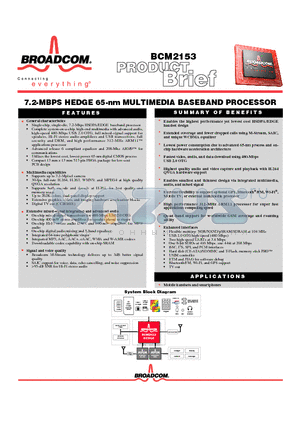 BCM4328 datasheet - 7.2-MBPS HEDGE 65-nm MULTIMEDIA BASEBAND PROCESSOR