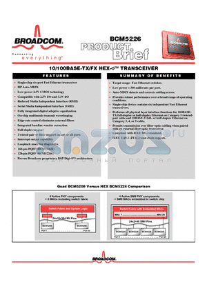BCM5226 datasheet - 10/100BASE-TX/FX HEX-V TRANSCEIVER