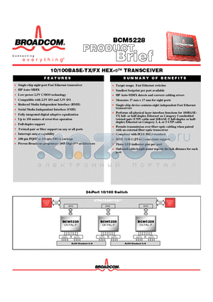 BCM5228 datasheet - 10/100BASE-TX/FX HEX-V TRANSCEIVER