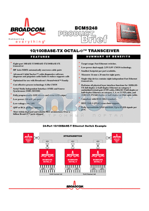 BCM5248 datasheet - 10/100BASE-TX OCTAL-V TRANSCEIVER