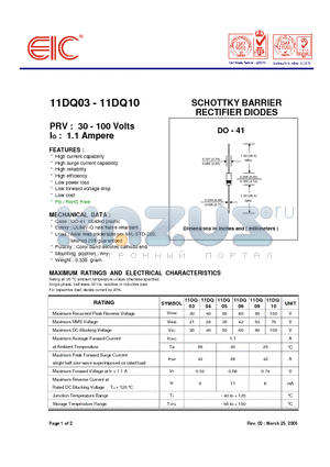 11DQ04 datasheet - SCHOTTKY BARRIER RECTIFIER DIODES