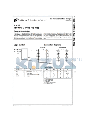 11C06 datasheet - 750 MHz D-Type Flip-Flop