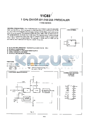 11C83 datasheet - 1GHz DIVIDE-BY-248/256 PRESCALER