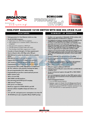 BCM5338M datasheet - NINE-PORT MANAGED 10/100 SWITCH