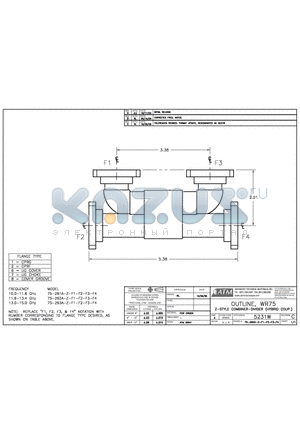 75-26XA-Z datasheet - OUTLINE, WR75 Z-STYLE COMBINER-DIVIDER (HYBRID COUP.)