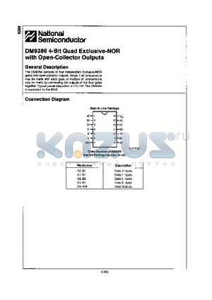 DM9386 datasheet - 4-Bit Quad Exclusive-NOR with Open-Collector Outputs