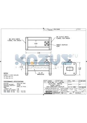 75-331A-XX-X-X datasheet - OUTLINE, WR75 SHORT LENGTH HIGH-DIRECTIVITY COUPLER