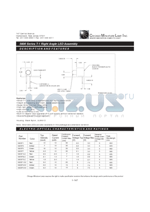 5600F3 datasheet - T-1 Right Angle LED Assembly