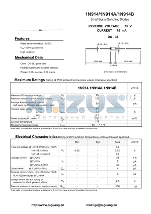 1N914 datasheet - Small Signal Switching Diodes