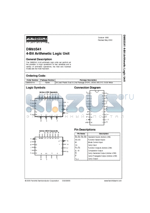 DM93S41 datasheet - 4-Bit Arithmetic Logic Unit