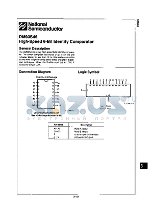 DM93S46 datasheet - High-speed 6-bit identity comparator