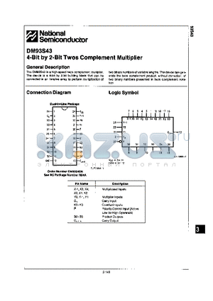 DM93S43 datasheet - 4-BIT BY 2-BIT TWOS COMPLEMENT MULTIPLIER