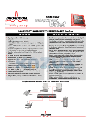 BCM5387 datasheet - 5-GbE PORT SWITCH WITH INTEGRATED SerDes