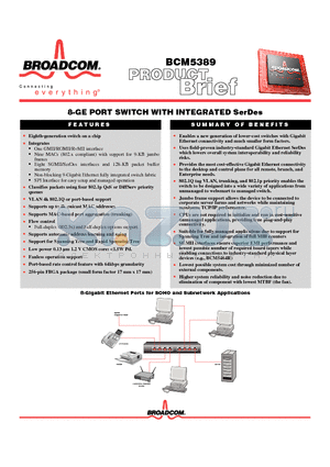 BCM5389 datasheet - 8-GE PORT SWITCH WITH INTEGRATED SerDes