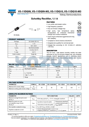 11DQ09TR-M3 datasheet - Schottky Rectifier, 1.1 A